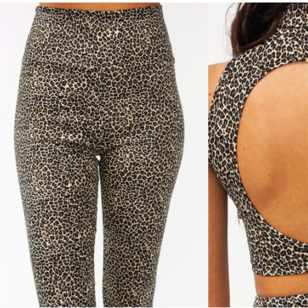 Cheetah Print High Neck Leggings and Crop Top